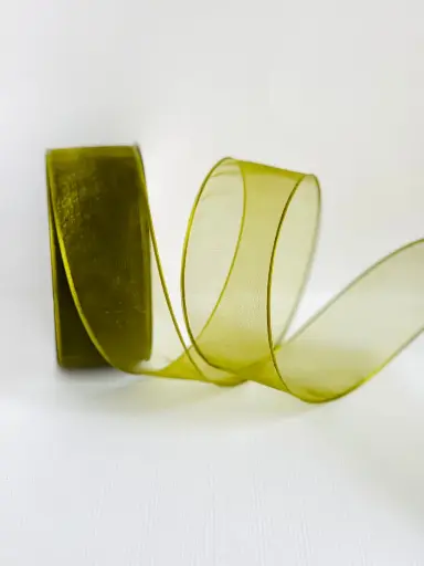 [1124] Organza Alambre Orilla Canamo - Moss