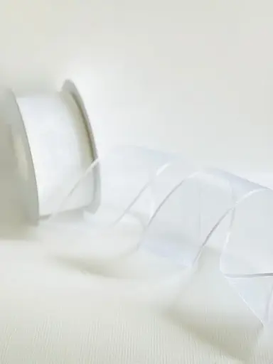 [1403] Organza Alambre Orilla Canamo - Blanco