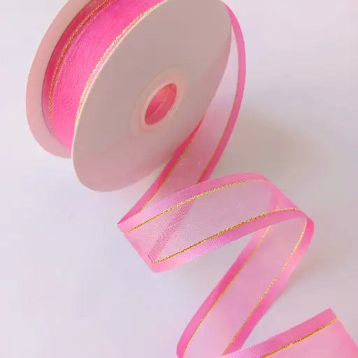 Organza Satín filo Metálico - Pink Tulip