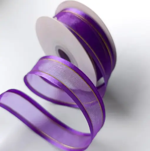 Organza Satín filo Metálico - Morado