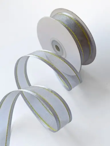 Organza Satín filo Metálico - Plata