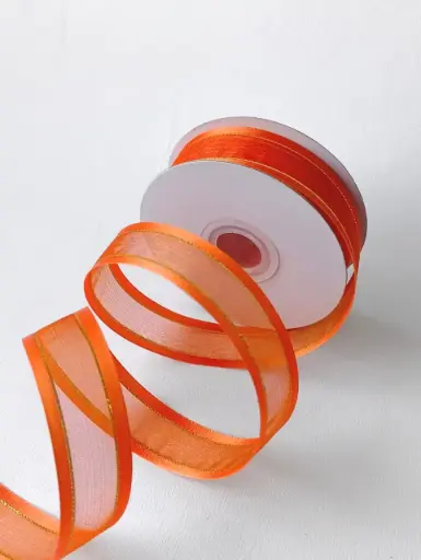 Organza Satín filo Metálico - Naranja
