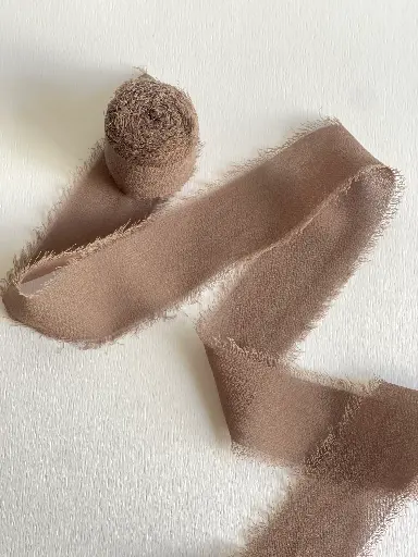 [Chiffon Taupe] Listón Chiffon Deshilachado - Taupe