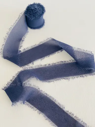 [Chiffon Azul Marino] Chiffon Deshilachado - Azul Marino