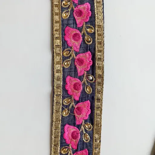 [5543] MH - Tira Hindú Azul Marino y Rosa