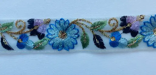 [TH'DE'3076'CE] MH - Tira Bordada 4 cm - Dalia Celeste