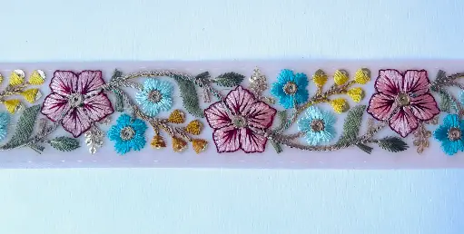 [TH'DE'3076'RO] MH - Tira Bordada Dalia 4 cm - Rosa