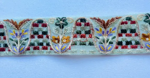 [TH'DE'3087'ME] MH - Tira Bordada Tulipan 3.8 cm - Menta