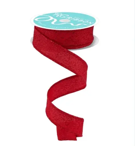 [RGF781724] Listón Navideño - Glitter Rojo