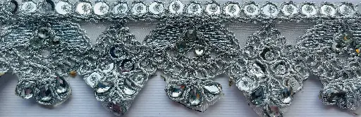 [TH'AD'751'PL] MH - Tira Hindú Lentejuelas 4 cm - Plata