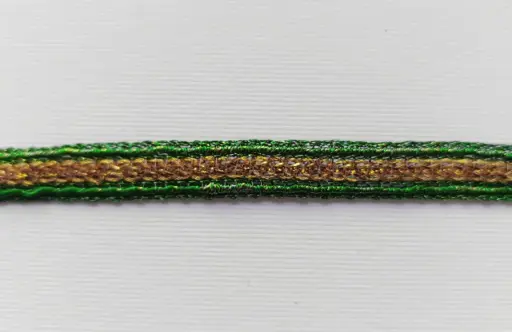 [5551] MH - Tira Lurex Trenzado 3/8" - Verde y Oro.
