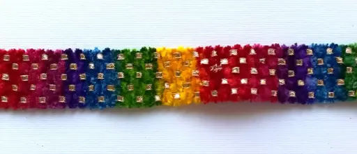 [6201] MH - Tira Hindú Terciopelo 7/8" - Multicolor.