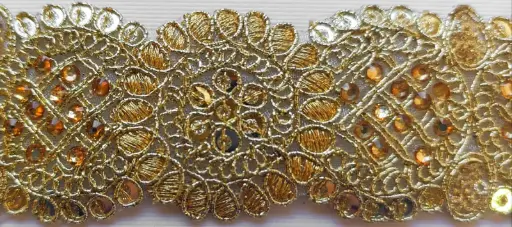 [TH'AD'754'ORO] MH - Tira Hindú Lentejuelas 5 cm - Oro