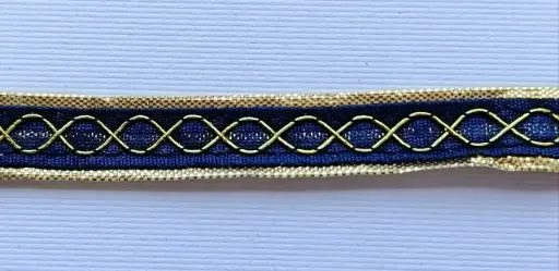 [TH'N'1'AZ'MA] MH - Tira Hindú 3/8" - Oro y Azul Marino.