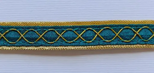 [TH'N'1'TUR] MH - Tira Hindú 3/8" - Oro y Turquesa.