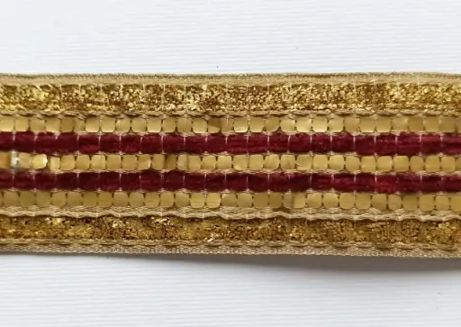 [TL'GL'049'ORO] MH - Tira Decorativa 3cm - Oro y Vino.