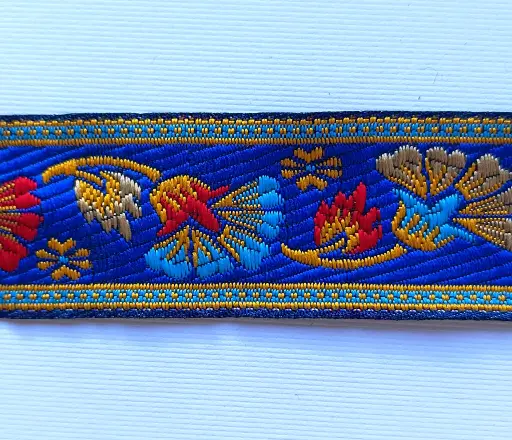 [6001] MH - Tira Hindú Multicolor 3cm - Azul, Amarillo, Rojo.