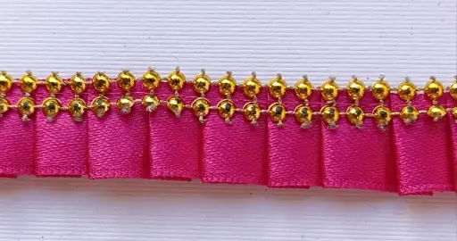 [5561] MH - Tira Plisado Satinado 2 cm - Guinda