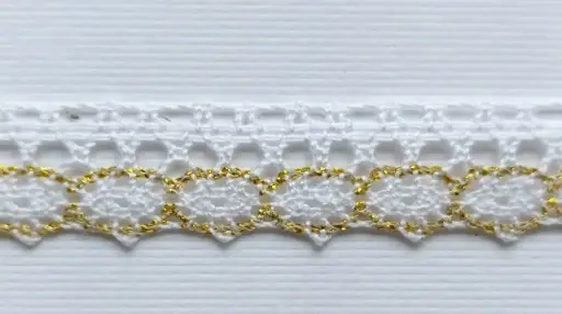 [OBC'5192'BO] MH - Tira Bolillo 5/8" - Blanco y Oro.