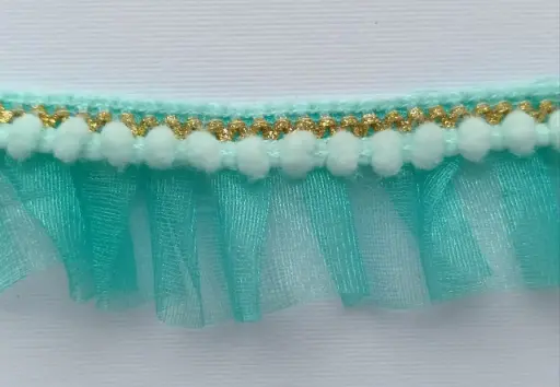 [TP'1002'MENTA] MH - Tira Tul y PomPom 4cm - Menta