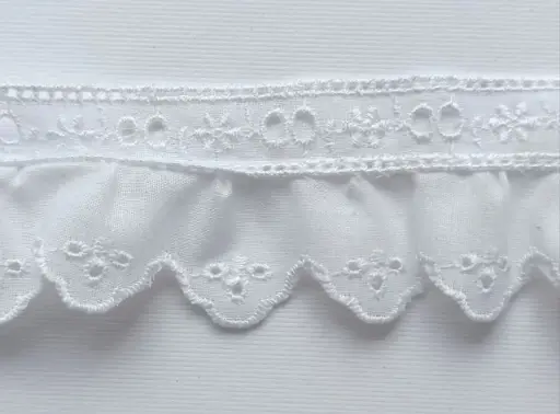 [TCPP'3471'BLANCO] MH - Tira Bordada Plisada 4.5 cm - Blanco