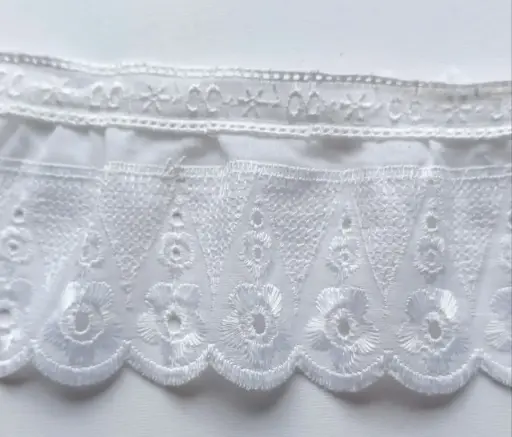 [TCPP'3652'BLANCO] MH - Tira Bordada Plisada 9 cm - Blanco