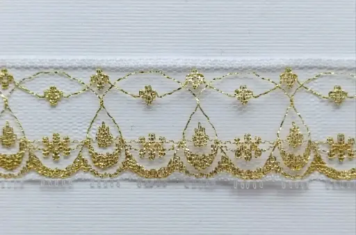[EN'339'NGJ'BO] MH - Tira Encaje 3cm - Blanco y Oro.