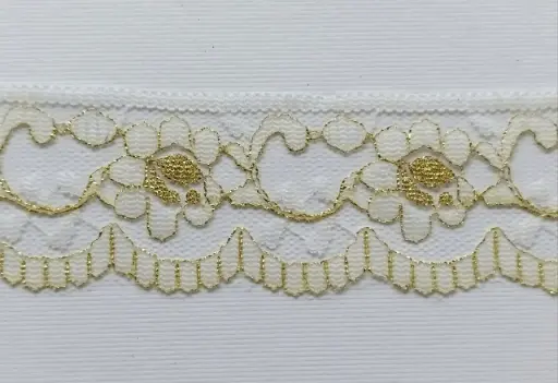 [EN'302'NGJ'ORO] MH - Tira Encaje 3.5cm - Oro y Beige.