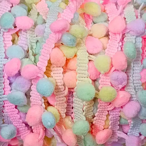 [4890] Tira Pom Pom Multicolor - Colores Pasteles