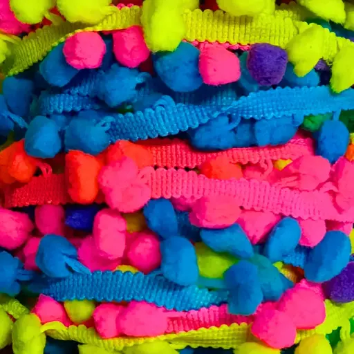 [4891] Tira Pom Pom Multicolor - Colores Neón