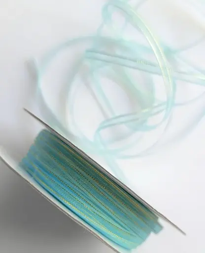 [5086] Organza Satin filo Metálico - Aqua