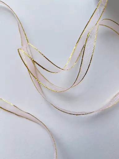 [5117] Organza filo Oro - Rosa Pastel