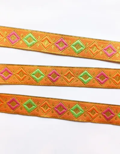 [5191] MH - Tira Bordada Diamante - Naranja