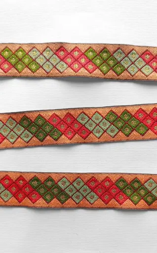 [5210] MH - Listón Hindú - Rombos Durazno