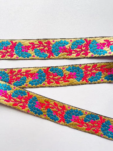 [5213] MH - Bordado Hindú - Clasico Flores Azul