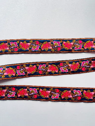 [5238] MH - Bordado Floral - Azul Marino