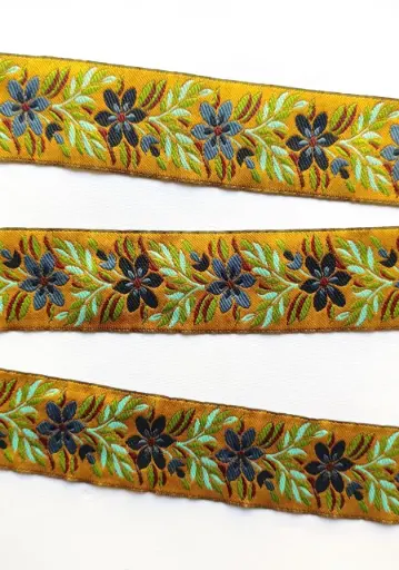 [5243] MH - Tira Bordada - Flores Amarillas