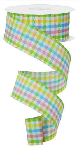 [RG01051H5] Listón de Cuadros - Colores Pastel Pascua