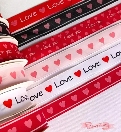 Listón San Valentín - Popotillo Corazones 