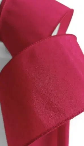 [346-124] Listón 4" - Rojo Matte Orilla de Alambre