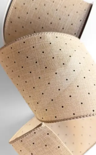 [346-171] Listón 4" - Yute Polka Dots Negros