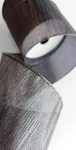 [346-108] Listón 4" - Seda Shantung Gris Grafito Metálico
