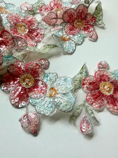 [6034] M - Tul Bordado - Flores Primaveral