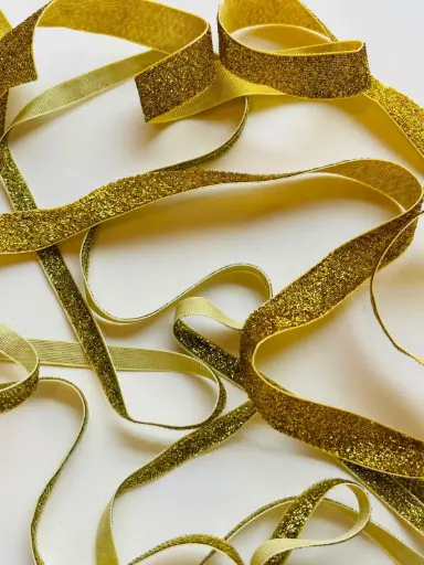 Listón de Terciopelo Escarchado - Dorado