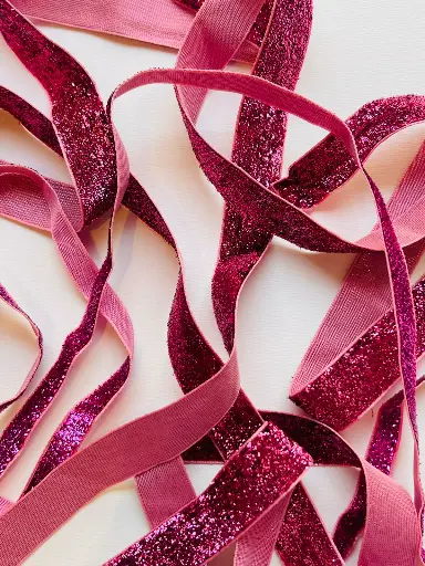 Listón de Terciopelo Escarchado - Fucsia