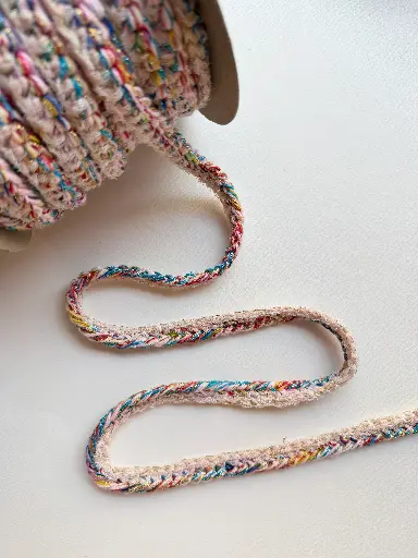 [6276] Pasamanería Trenzada Multicolor y Felpado Rosa