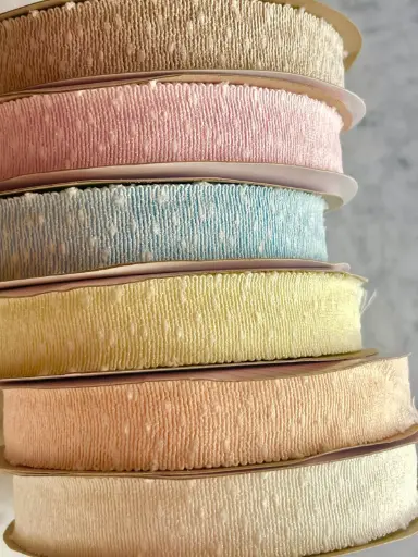 M - Listón Rayon - Crepé Pastel (2.5 cm)