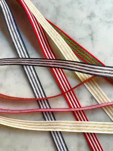 M - Listón de Lino - Rayas (1 cm)